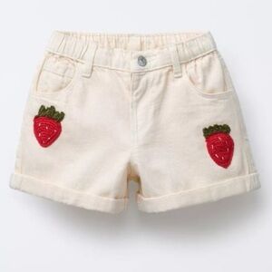 Zara Cream Shorts with Red Strawberry Accents